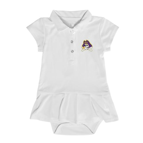 Girls Infant Garb White ECU Pirates Caroline Cap Sleeve Polo Dress