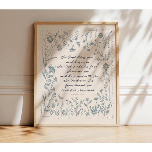 The Lord Bless You Scripture Print, Numbers 6:24 Art, Christian Gift for Mom