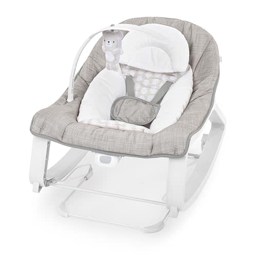 Ingenuity Keep Cozy 3-in-1 Grow with Me Vibrating Baby Bouncer Seat & Infant to Toddler Rocker, Vibrations & Toy Bar, 0-30 Months Up to 40 lbs (Linden)