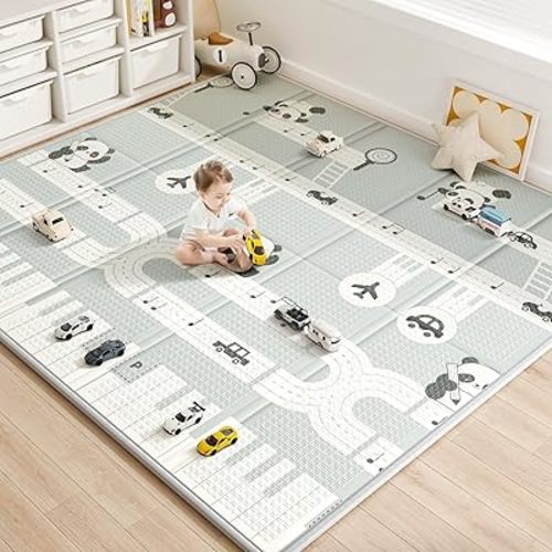 Baby Play Mat, 0.6" Foam Thicker Baby Playmats, Large Foldable 78"x70" Play Mat for Babies, Waterproof & Reversible Baby Mat for Floor, Crawling Baby Mat for Indoor&Outdoor&Travel(70*77*0.6)