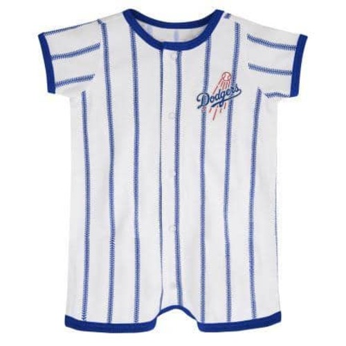 Los Angeles Dodgers Baby White Button Up Romper Coverall - Detroit Game Gear