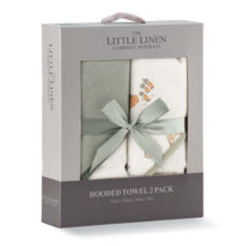 Little Linen Hooded Towel 2pk Farmyard Lamb