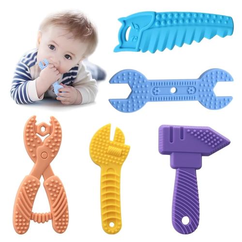 5PCS Baby Teething Toys, Silicone Sensory Chew Teether for Newborn Infant 0-6 9 12 18 Month