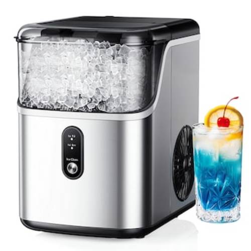 SIMZLIFE 35-lb Ice Per day Countertop or Portable Nugget/Pebble Ice Maker (Silver) IM-15S at Lowes.com