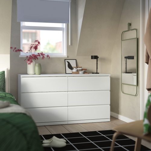 STORKLINTA 6-drawer dresser - white/anchor/unlock function 55 1/8x18 7/8x29 1/2 "
