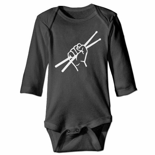 Pengshiliu Drummer Drumsticks Baby Climbing Long Sleeve Onesie 0-6 Month Black