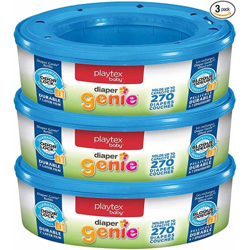 Playtex Diaper Genie Refill Bags, Ideal for Diaper Genie Diaper Pails, Pack of 3, 810 Count - 3 Pack Refill