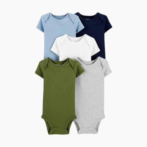 Carter's Short Sleeve Bodysuit (5 Pack) - Assorted Blue Solids, 3M