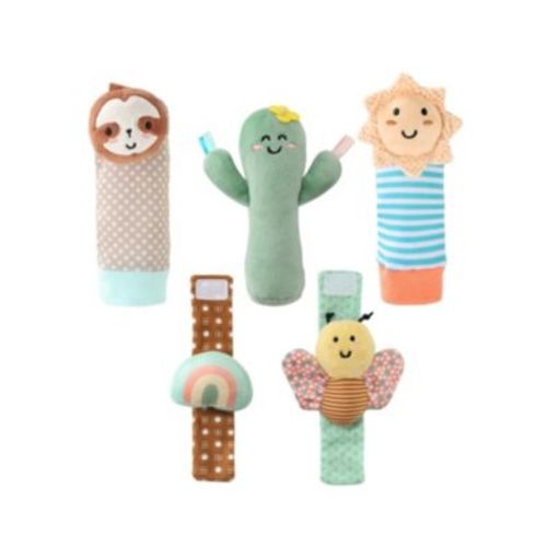Boho Baby Rattle Socks and Wrist Rattle Set, 5 Piece