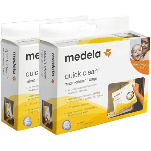 Bitybean Quick Clean Micro-Steam Bags, 2 Pack of 5 (10 Microsteam Bags Total), for Medela Teethers, Training Cups, Pacifiers, Breast Pump Parts and Bottles