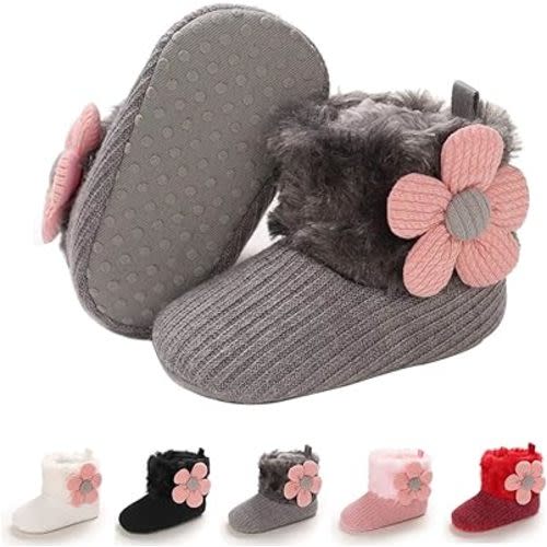 E-FAK Baby Boy Girl Boots Newborn Shoes Winter Snow Bowknot Anti-Slip Soft Sole Warm Infant Toddler Prewalker Booties