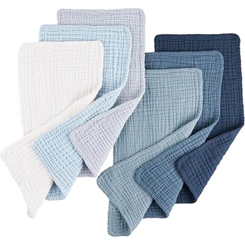 Konssy Muslin Baby Burp Cloths Sets for Unisex- 6 Pack Large 100% Cotton Burping Clothes for Newborn，Baby Girls and Boys