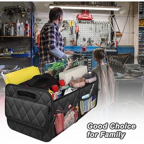 Deosk Car Trunk Organizer and Storage with 6 Big Pockets, Waterproof Polyester Trunk Organizer for SUV, Minivan, Truck (Large, Black)