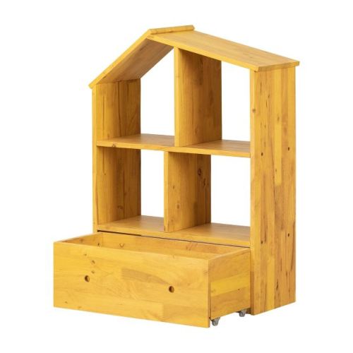 Sweedi Kids' Bookcase with Storage Bin Yellow - South Shore: Wood Office Cabinet, 4 Shelves, 1 Drawer, ASTM Certified