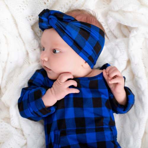 Headwrap in Blue Buffalo Plaid