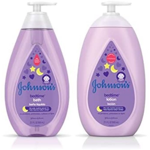 Johnson's Bedtime Baby Bath 27.1 fl. oz & Lotion 27.1 fl. oz Dual-Pack with Soothing NaturalCalm Aromas, Hypoallergenic & Paraben Free