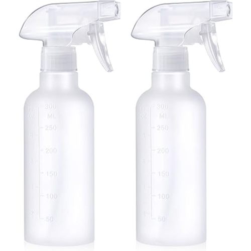 10 oz Spray Bottles, Mist/Stream Adjustable Small Spray Bottle for Hair Cleaning Plants Pet, BPA-free Plastic Water Squirt Bottle with Measurements, 2 Pack