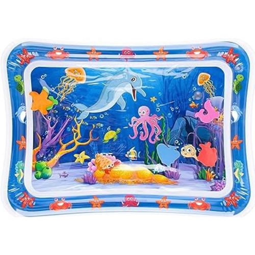 Baby Toys: Tummy time mat with Vibrant Colors for Baby 0 6 9 12 18 Month Old | Inflatable Tummy time Water Play mat Supports Sensory Development, Strengthen Muscles