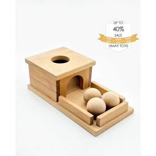 Montessori Object Permanence Box, Wooden Ball Drop Educational Toy, Preschool Wooden Infant Toy, Wooden Ball Drop & Educational Materials