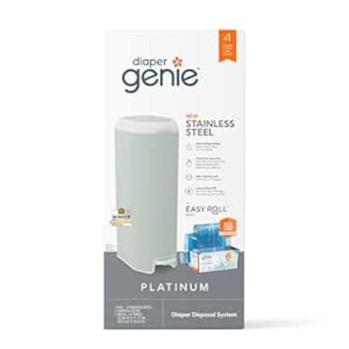 Amazon.com : Diaper Genie Platinum Pail (Sage Green) is Made in Durable Stainless Steel and Includes 1 Easy Roll Refill with 18 Bags