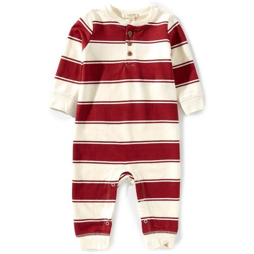 Burt's Bees Baby Boys Organic Cotton Long-Sleeve Rugby-Stripe Coverall