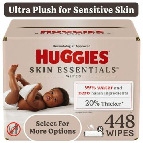 Huggies Skin Essentials Baby Wipes, 8 Pack, 448 Total Ct (Select for More)