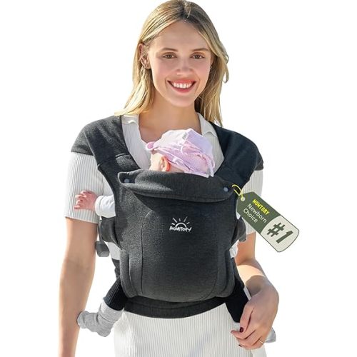 Baby Carrier, Newborn Carrier, Ergonomic Baby Wraps Carrier with Head Support, Cozy Fabric for Newborn to Toddler, Deep Grey
