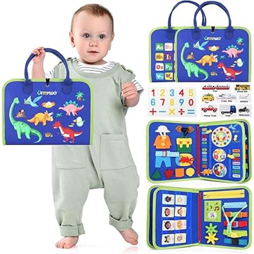 URMYWO Toddler Busy Board - Busy Book Montessori Toys for 1 2 3 4 Year Old - Preschool Learning Activities with Alphabet Number Animal, Educational Travel Toys Easter Basket Stuffers, Gifts for Kids