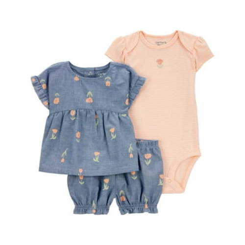 Carter's Child of Mine Baby Girl outfit Set, 3-Piece, Sizes 0/3-24 Months