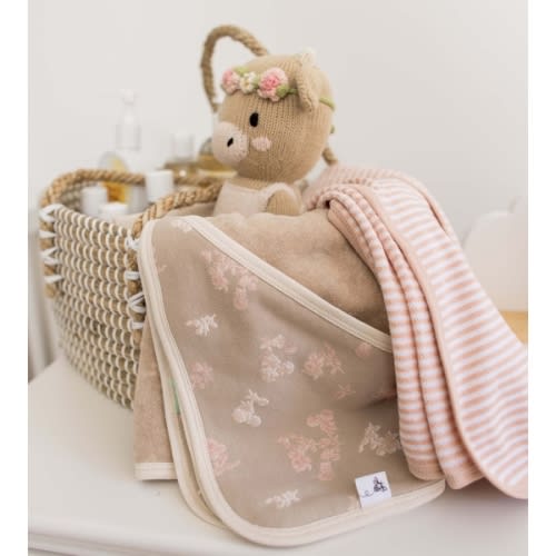 Whimsical Floral Organic Knit Terry Towels Set of 2