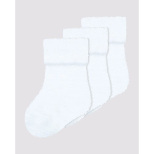 Underworks Baby 3 Pack Velour Turn Over Cuff Sock - White | Target Australia