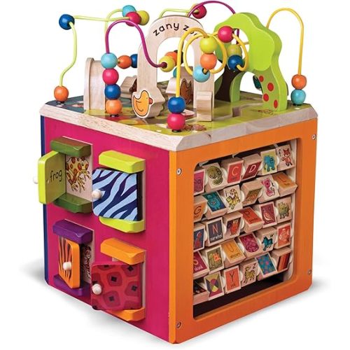 B. toys - Zany Zoo - Wooden Activity Cube - Educational Toys - Wooden Toys for Toddlers, Kids - 1 Year +