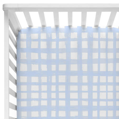 Baby Blue Plaid Crib Sheet