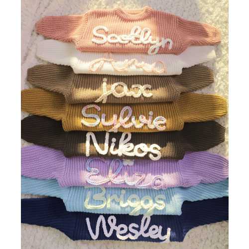 Personalised Baby Sweater, Custom Baby Name Sweater, Hand Embroidered Name Baby Sweater, Newborn Sweater with Name, 1st Birthday Gift Baby
