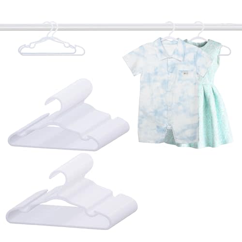 100 Pack White Baby Hangers 11.42 Inch & 12.91 Inch Each 50 Pack - Kids Non-Slip Clothes Hangers for Infant & Child, Durable Plastic Children's Hangers for Closet, Pants, Coats, Skirts