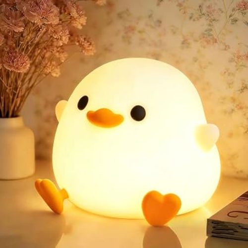 YR YRHH-PET Duck Cute Lamp, Squishy Dodo Duck Kids Night Light, Dimmable Bedside Light, Baby Nursery Touch Animal Silicone Nightlight, Boy Girl College White Elephant Gift, Desk Decor Bean Ducky Stuff