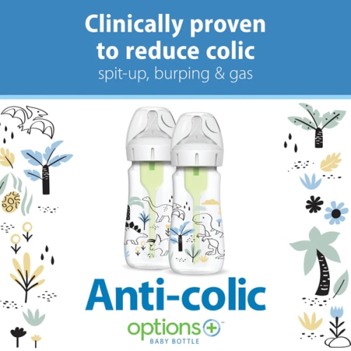 Dr. Brown’s Natural Flow Anti-Colic Options+ Wide-Neck Baby Bottle, 9oz/270mL, 2-Pack