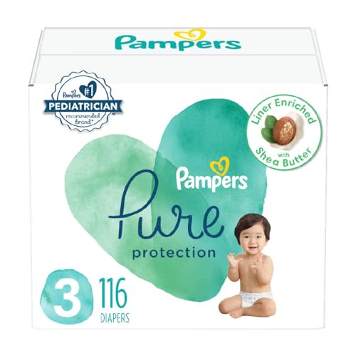 Pampers Pure Protection Diapers - Size 3, 116 Count, Hypoallergenic Premium Disposable Baby Diapers (Packaging May Vary)