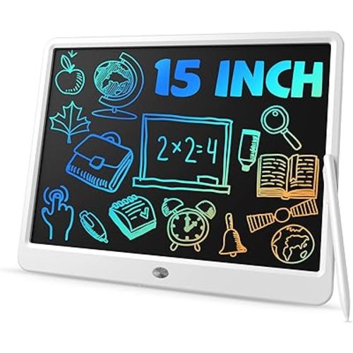 TEKFUN Easter Gifts for Kids, 15inch LCD Writing Tablet Drawing Board, Teen Girl Boy Gifts Age 8 and Up, Birthday Gifts for All Age Groups, Erasable Writing Tablet for Business Meeting (White)