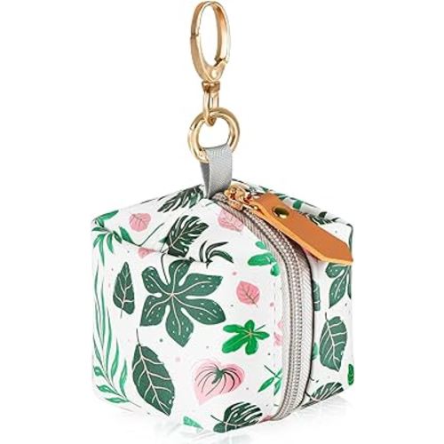 Baby Pacifier Case with Clip, Baby Pacifier Holder Pouch Box for Diaper Bag, Holds 2 Pacifiers for Travel Outdoor Activities, Small Baby Utensils,Green Leaf