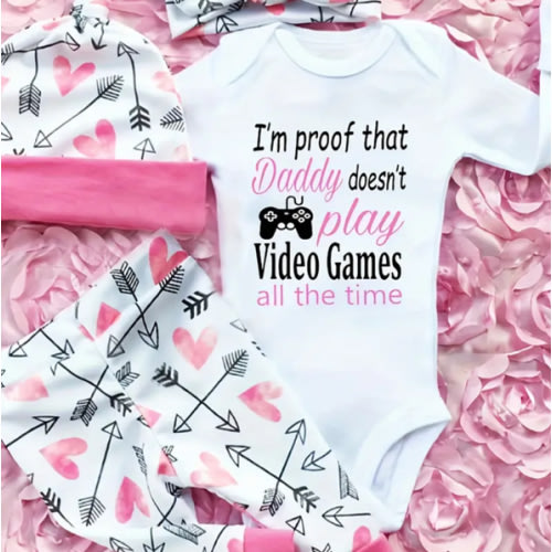 I’m Proof Daddy Doesn’t Always Play Video Games, Baby Girl Bodysuit, Newborn Bodysuit, Baby Shower Gift