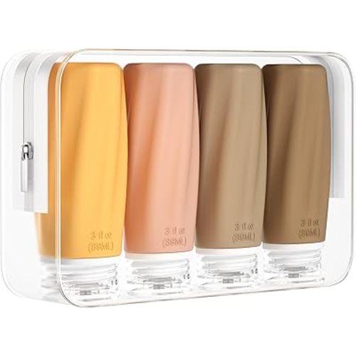 Morfone Travel Bottles Set for Toiletries, Tsa Approved Travel Size Containers Leak Proof Refillable Liquid Silicone Squeezable Travel Accessories for Shampoo Conditioner Lotion (Orange)