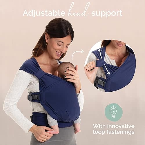 Boba Bliss Hybrid Baby Carrier Newborn to Toddler - 2-in-1 Baby Wrap & Baby Carrier - Pre-Wrapped Baby Sling Wrap Newborn - Certified Hip-Healthy - Soft & Stretchy Baby Sling Carrier- 7-35 (Navy Blue)