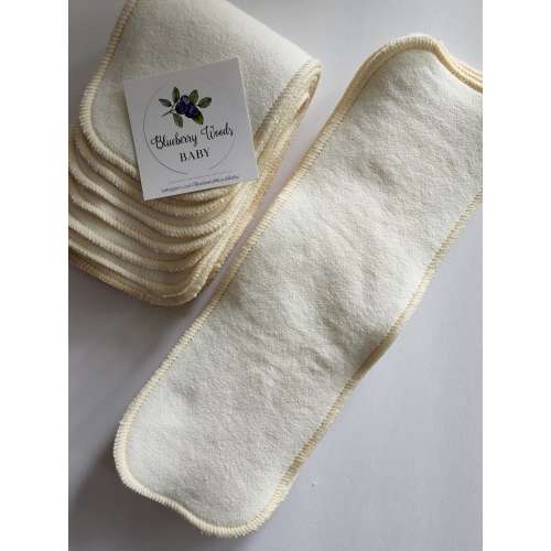 12 x 4 Hemp Diaper Inserts, Cloth Diaper Inserts /READY TO SHIP/ 2-ply Organic Hemp Cotton Fleece Reusable White Black Inserts