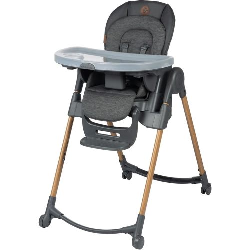 Maxi-Cosi Minla 6-in-1 High Chair, convertible, from birth, detachable kitchen booster seat, compact fold, easy to clean, Classic Graphite
