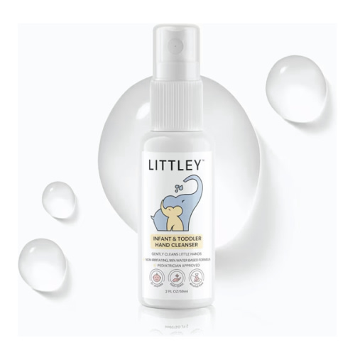Littley Infant & Toddler Hand Cleanser with Hypochlorous Acid, Gently Cleans Dirt & Germs, Non-Toxic & Alcohol-Free, Safe for Sensitive Skin, 2oz Travel-Size Spray Bottle