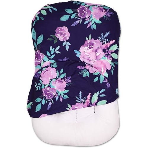 TANOFAR Baby Lounger Cover, Newborn Lounger Cover for Girls, Removable Nest Slipcover, Soft Comfortable, Machine Washable, Purple Flower