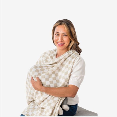 Itzy Ritzy Breastfeeding Boss Multi-Use Cover – A Nursing Cover, Swaddle, Car Seat Cover, Tummy Time Mat & Burp Cloth All in One – Made of Soft Muslin Fabric & Measures 47” x 47” (Checkerboard)