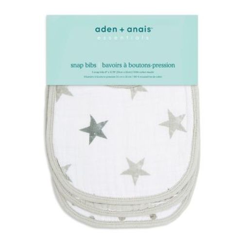 aden + anais™ essentials Muslin Snap Bibs in Grey - GREY - 3 PACK