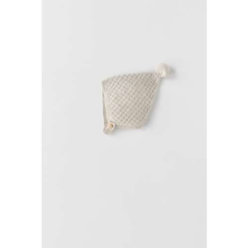 CASHMERE HAT WITH POMPOMPOMPOM TEXTURED HATTEXTURED BONNET
